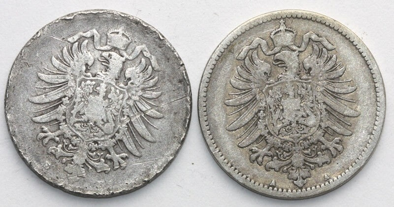 Lot: 2 x 1 Mark 1875 A, srebro, stan 3/4